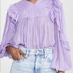 NWT Ulla Johnson Lavender Isolde Blouse Size 8